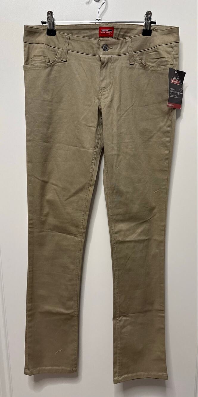 Dickies Juniors Classic 5 Pocket Low Rise skinny Fit Khaki Pants size 7 NWT